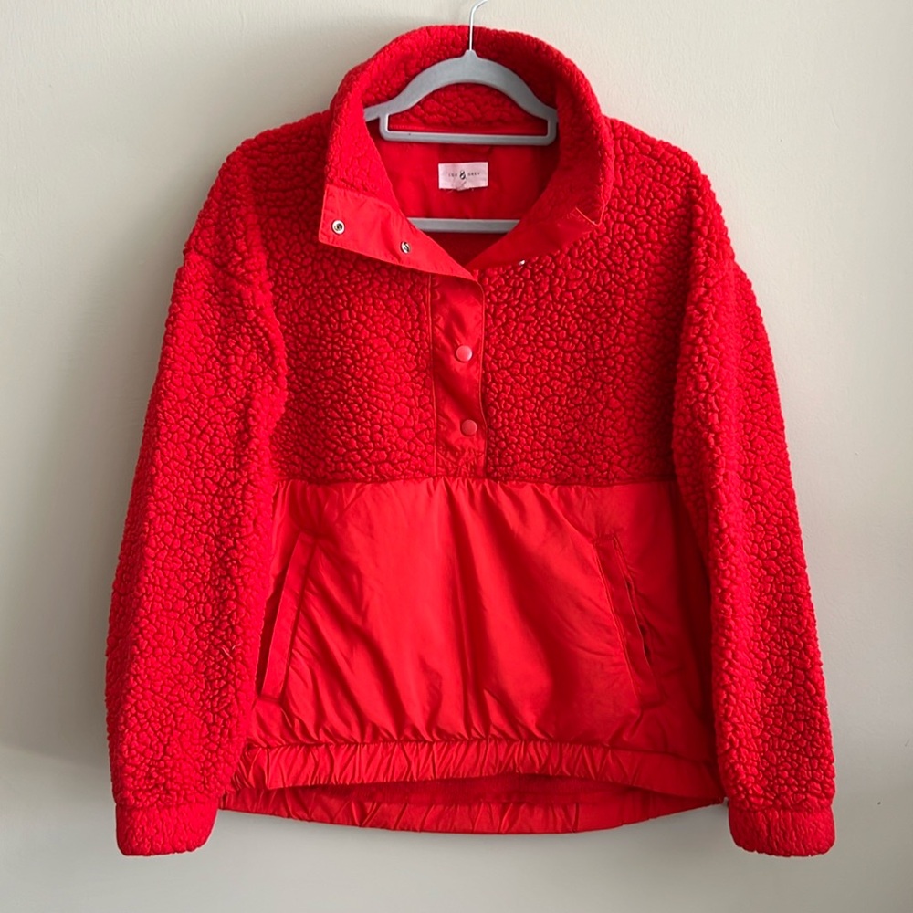 Lou & Grey 1/4 button up sherpa sweatshirt. Loft M